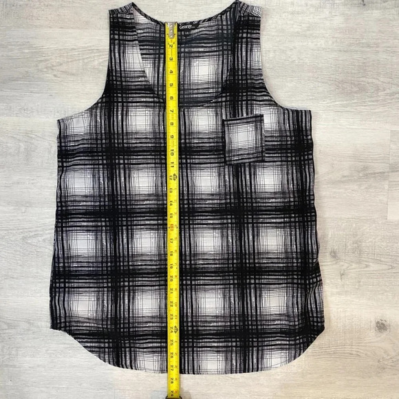 George Gingham Crosshatch Plaid Print Sleeveless Blouse in Black/White Size L - Picture 8 of 11